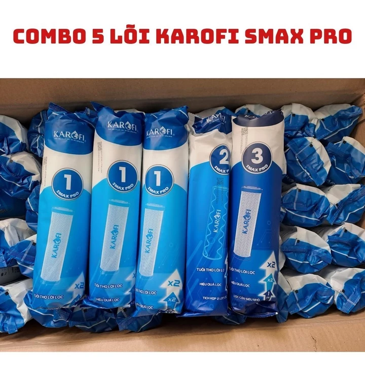 COMBO 5 LÕI LỌC THÔ KAROFI SMAX PRO (gồm 3 lõi 1, 1 lõi 2, 1 lõi 3)