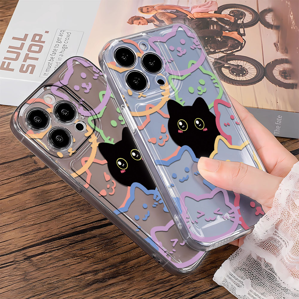 Ốp điện thoại mèo toàn màn hình Vỏ không gian Lỗ chính xác Thích hợp cho Apple iPhone15 / 14Promax Vỏ điện thoại 13 / 12 Vỏ không gian 11 / XSMAX Cao su mềm phong cách mới