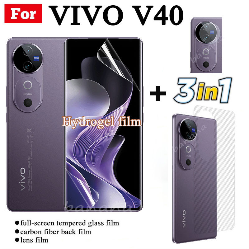 Vivo V40 Full Trong Suốt Hydrogel Mềm Phim Bảo Vệ Màn Hình Cho Vivo V40 Pro V30E V30 Pro V29 Pro Mặt Trước Flim + Mặt Sau Flim + Ống Kính Máy Ảnh Flim