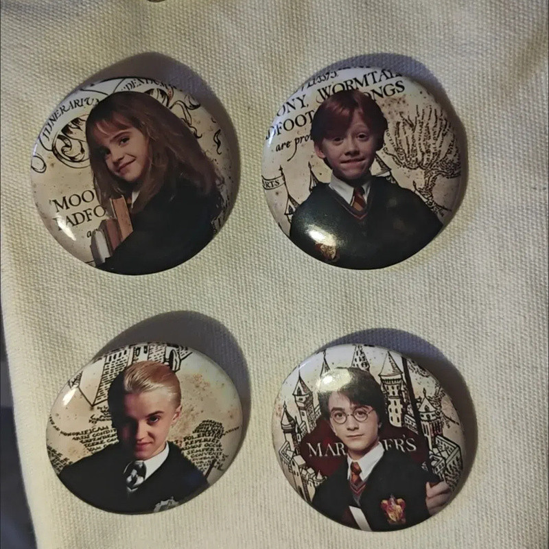 Huy hiệu Harry Potter 58mm, Pin tùy chỉnh, Ron Weasley, Hermione Granger, Huy hiệu kim loại tròn, Pin Doujinshi