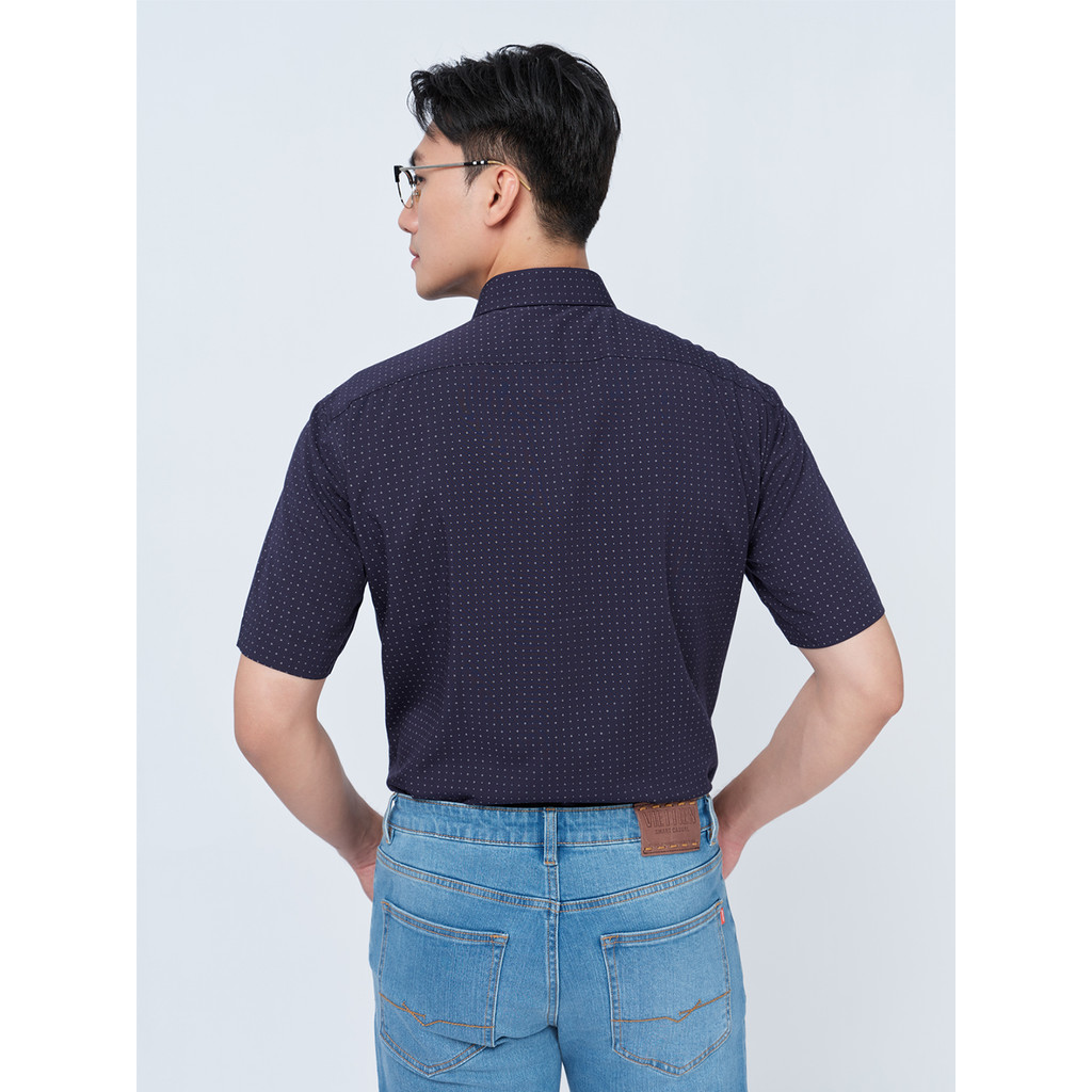 Sơ mi ngắn tay vạt tròn VIETTIEN vải sợi tre phom REGULAR VT00000319