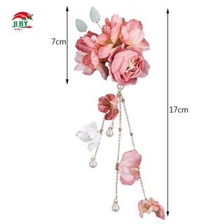 Ngọc Trai Vải Hoa Retro Kẹp Tóc Phong Cách Retro Hợp Kim Chignon Nĩa Tóc Có Tua Rua