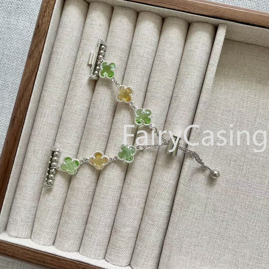 Mùa Hè Cỏ Ba Lá Hạt Vòng Tay Đồng Hồ Ban Nhạc Xiaomi 10 9 8 7 6 5 4 3 Pro Dây Đeo Tay Cho Ban Nhạc 9 8 Hoạt Động Vòng Tay Dây Đeo