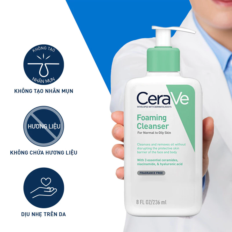 CeraVe Foaming Facial Cleanser sữa rửa mặt da dầu