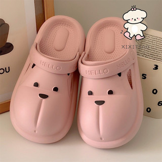 Xixitiao Dép Nhật Bản EVA Sáng Tạo Mềm Mại Dễ Thương Gấu Baotou Lỗ Giày Nữ Mùa Hè Thời Trang Phong Cách Mới Nhà Đế Mềm