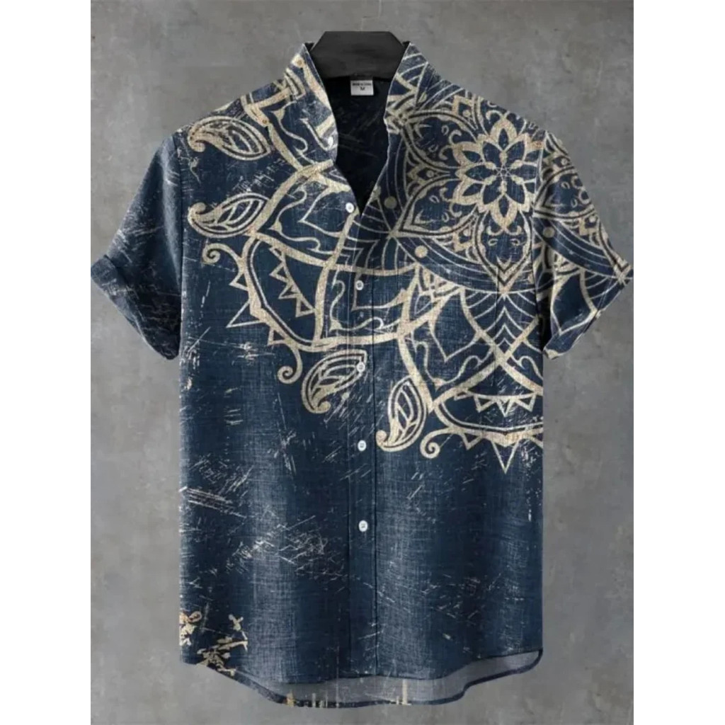 Áo sơ mi Hawaii mùa hè 3D in hình retro giản dị kỳ nghỉ hè hàng đầu nam