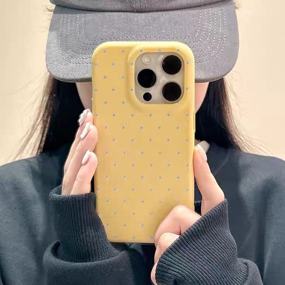 Ốp Điện Thoại Da Chấm Toàn Màn Hình Cho iPhone 17 Pro Max 16 Plus 15 14 13 12 11 Pro Max Vỏ Bảo Vệ Chống Sốc