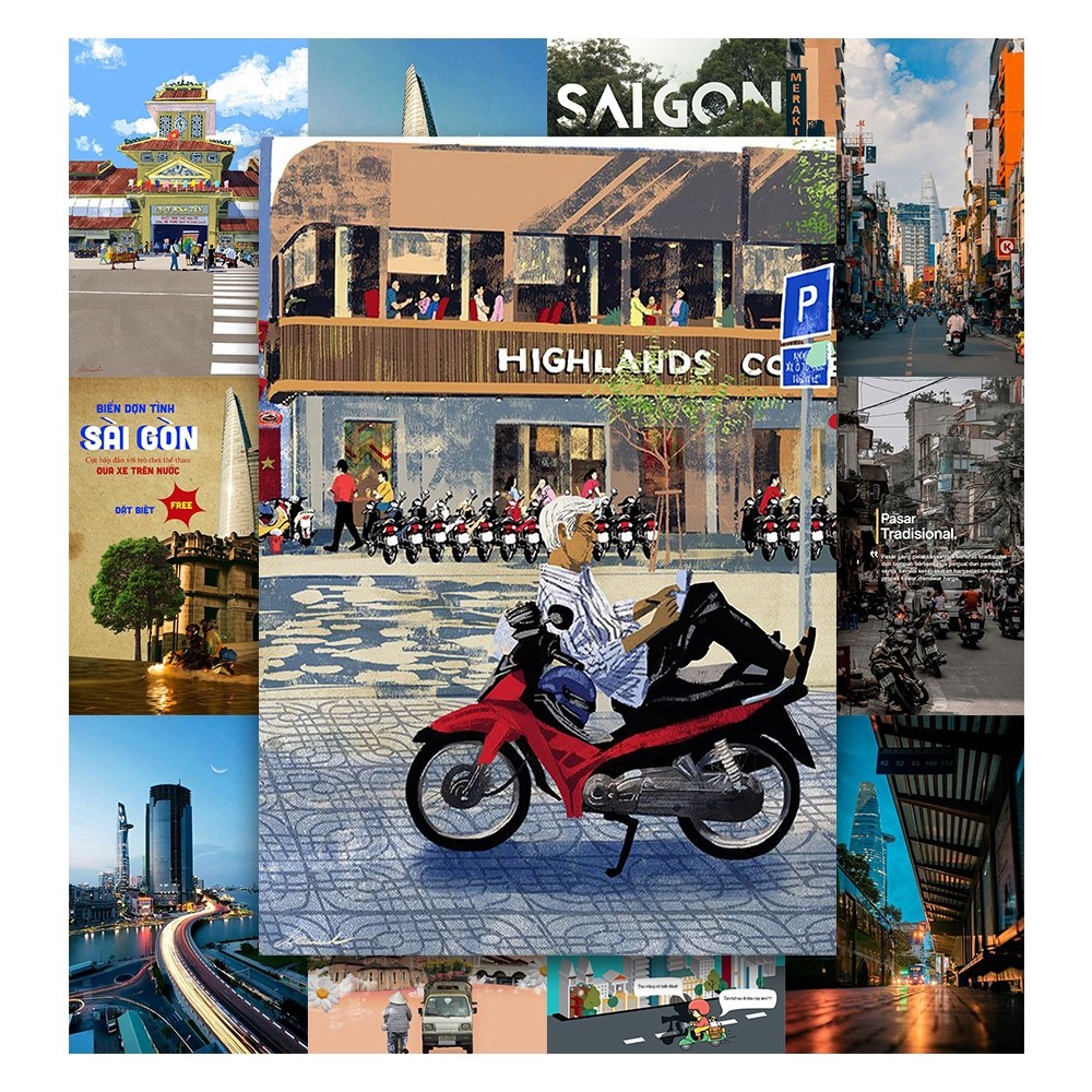 [Giấy] A5 In Màu - Set 50 Tờ Poster Giấy Dán Tường - HÌNH POSTER SÀI GÒN - Decor Trang Trí Nhà | MS: 111563