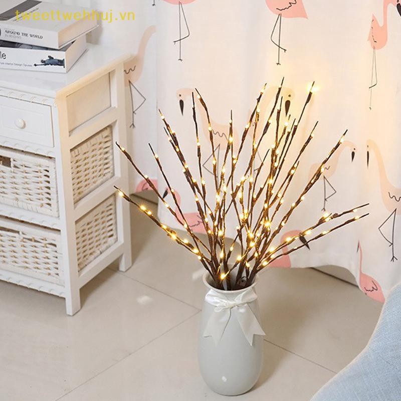 Tweeduj 20 Bóng Đèn LED Chiếu Sáng cành Cây Nhánh Đèn Chạy Bằng Pin Đèn Trang Trí Cây Liễu Nhánh Sáng Để Trang Trí Nhà VN