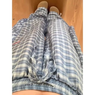 S-5XL Quần Size Lớn Nữ Mỹ Thường Ngày Kiểm Tra Quần Nữ Xuân Hè Rời Machete Quần Drape Sàn Lau Quần Ống Rộng ins Đơn Giản Hợp Thời Trang Vừa Size Lớn Quần Kiểm Tra Nữ