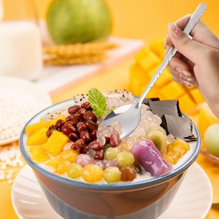 5 Chiếc Thìa Nứt Đá Inox - Thìa Cơm Tay Cầm Dài - Dùng Cho Món Tráng Miệng, Đồ Uống, Cà Phê, Kem - Thìa Canh Bạc Phong Cách Hàn Quốc - Bộ Đồ Ăn Nhà Bếp