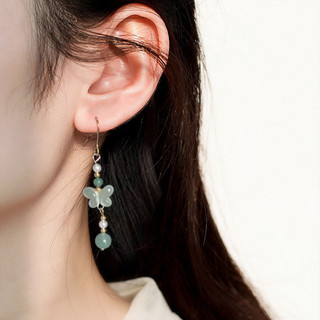 Bướm đính hạt tua rua bông tai phong cách cổ điển Trung Hoa, sang trọng cho phụ kiện hanfu