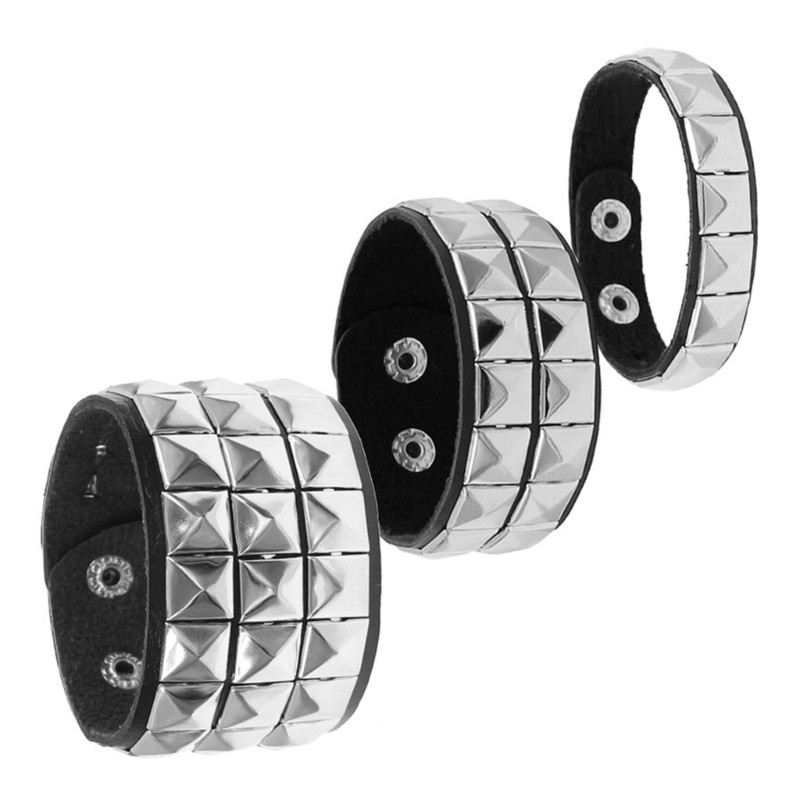 Vòng tay vuông đinh tán phong cách punk rock và gothic - Trang sức thời trang thể hiện cá tính