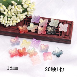 20 Chiếc 14 Mm Lỗ Trung Bình Hoa Bốn Cánh Hoa Tự Làm Màu Thủy Tinh Cổ Hanfu Kẹp Tóc Mũ Đội Đầu Làm Vật Liệu Handmade