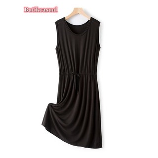 Phụ Nữ Modal Cổ Chữ V Không Tay Váy Modal Mỏng Rời Midi Đầm Mùa Hè Mới Đồng Bằng Bộ Đồ Ngủ