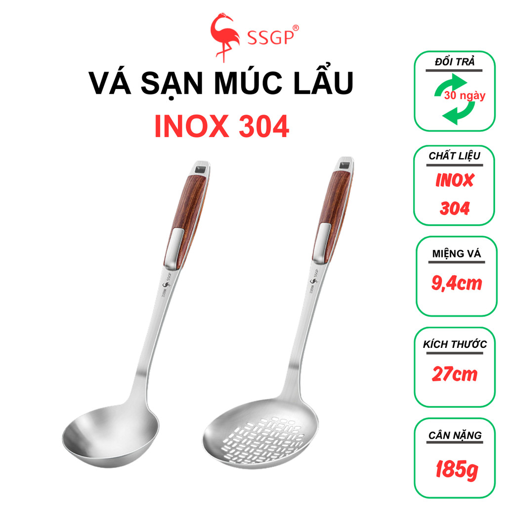 Vá canh lớn inox 304 SSGP Vá lẩu inox 304, muôi lẩu, muôi canh, Vá múc lớn, Vá múc lẩu