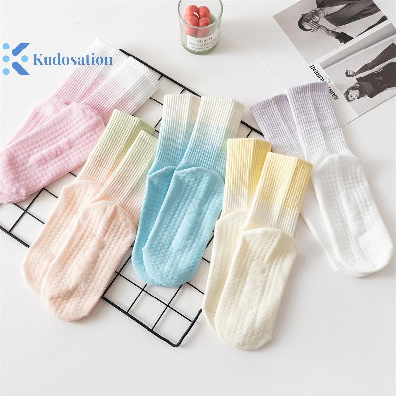 Kudosation Tất Tập Yoga Giữa Ống Chải Cotton Chống Trơn Trượt Sàn Silicon Thể Dục Lati Nữ Thể Dục Nhảy Tất Thể Thao