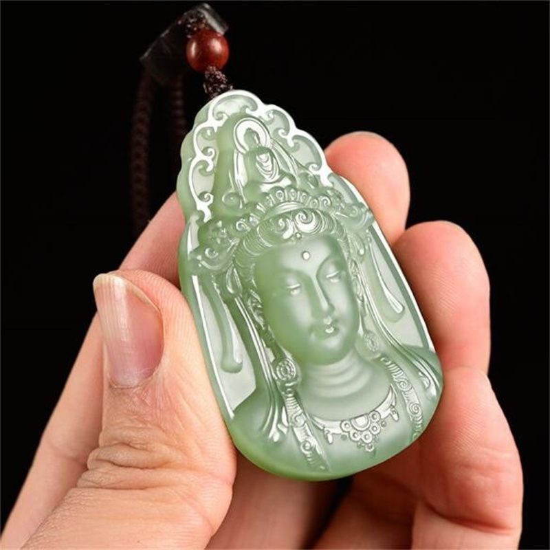 Ngọc Guanyin Mặt Dây Chuyền Nam Xanh Trắng Ngọc Đứng Guanyin Ngọc Thương Hiệu Nam Nữ Ngọc Ánh Sáng Xanh Hồ Ngọc Xanh Mặt Dây Chuyền