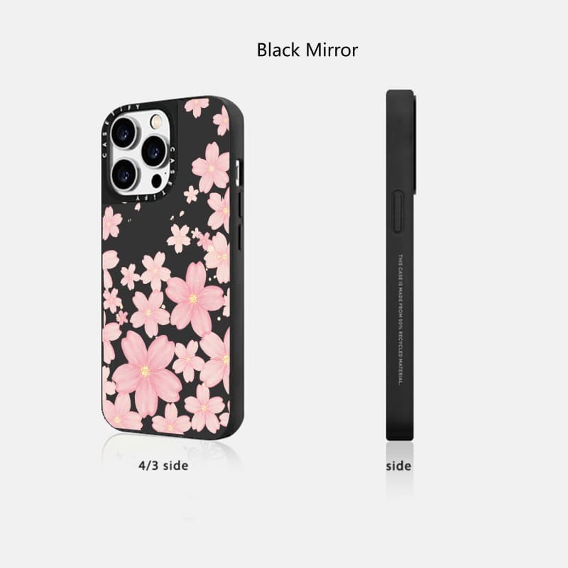 CASETiFY X Hoa Năm Cánh Hút Từ Tính Đen & Bạc Gương iPhone IPhone 16 15 14 13 12 Pro Max Plus Ốp điện thoại Cứng Có Hộp Khắc logo
