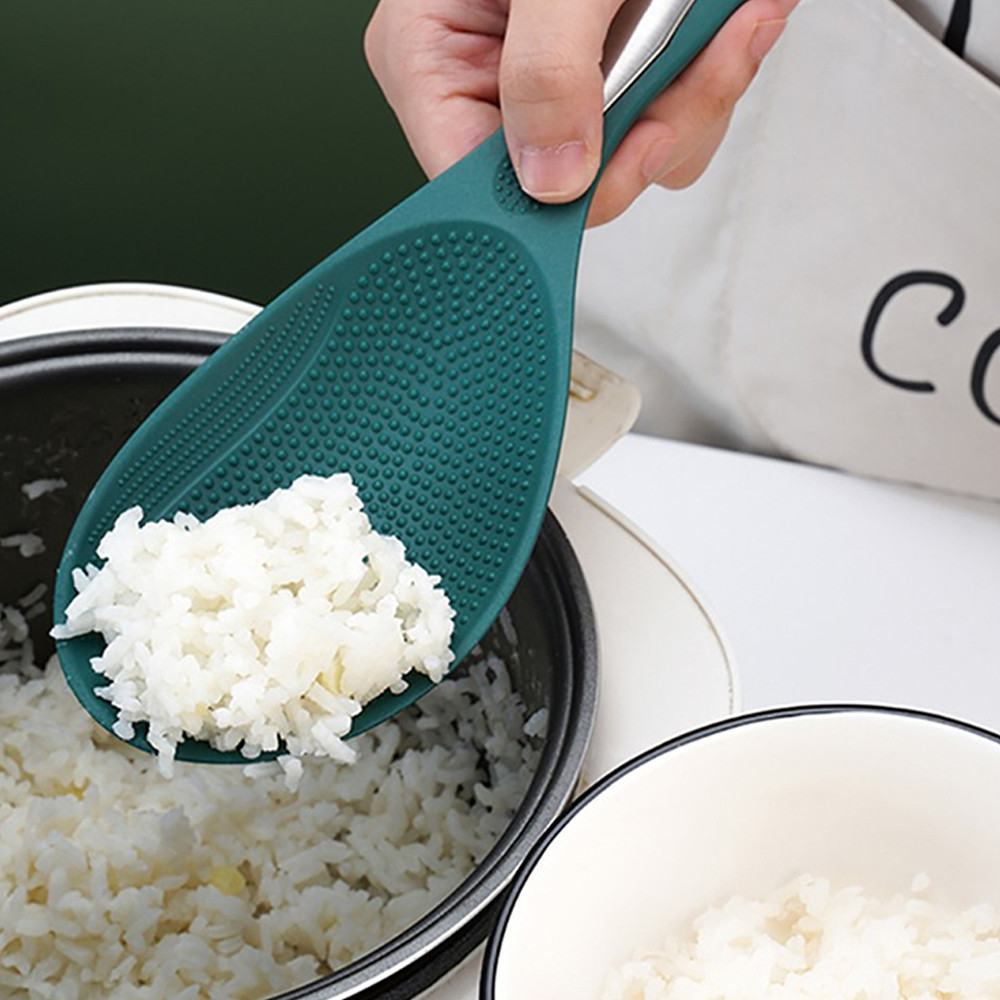 Ảnh Muỗng cơm chịu nhiệt cao cấp Aubess 3 có thiết kế chống dính & tay cầm tiện dụng - Thép không gỉ / PP, bao gồm lỗ treo & chân đế 1