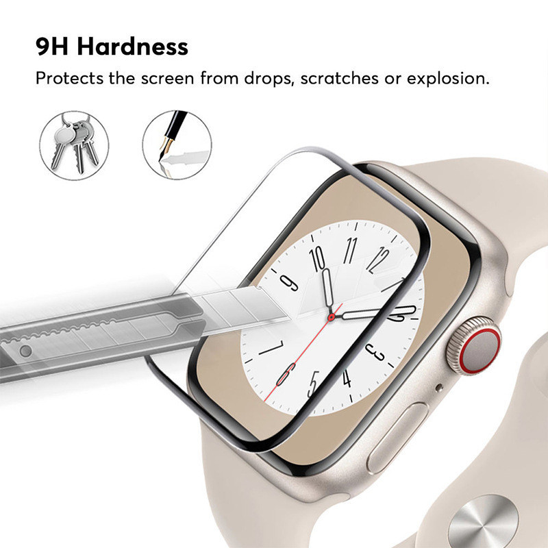 Dành Cho Apple Watch Series Ultra 1 2 3 4 5 6 7 8 9 10 SE 38mm 40mm 41mm 42mm Đen Edge Kính Cường Lực Phim Chống Ánh Sáng Xanh Chống Trầy Xước Bảo Vệ Màn Hình