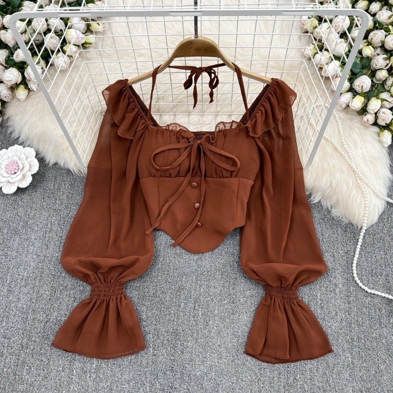Lauder Set - Áo Vest Crop-Top Đính Kết & Áo Sơ Mi Cột Nơ Cổ  & Chân Váy Chữ A Tà Xéo