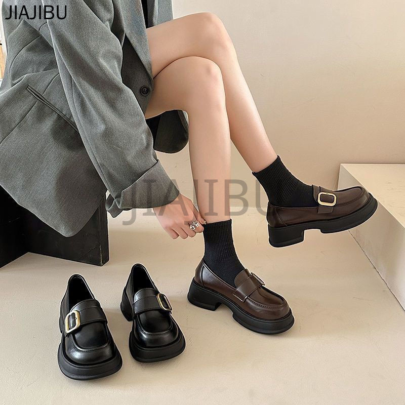Size 35-43 Giày Da Phong Cách Anh Quốc Giày Nữ Cỡ Lớn Non-slip High Heel Lolita Shoes 42 Korean Fashion Platform Mary Jane Shoes French Soft Sole Princess Style Doll Shoes Giày Lười Gót Dày Màu Nâu Nhật Bản Giày Cosplay Đồng Phục JK Giày Nhảy Giày Da Đanh