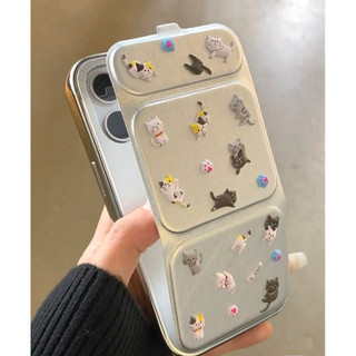 Vỏ điện thoại có thể gập lại mạ điện sang trọng DIY Phim hoạt hình dán cho iPhone15 14 13 12 11 Pro Max Vỏ camera chống sốc Vỏ sau cứng được bảo vệ hoàn toàn