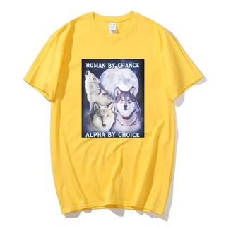 Human By Chance Alpha By Choice Alpha Wolf In Áo nam Cotton Dạo Phố Áo Thun Thể Dục Tay Ngắn Tee Nam Quần Áo