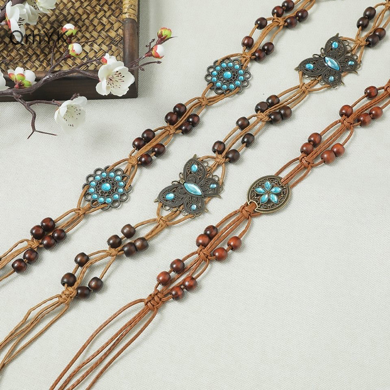 Nhà Máy Thời Trang Phong Cách Bohemian Dệt Nước Phong Cách Dân Tộc Hạt Nữ Thắt Lưng Kỳ Nghỉ Phong Cách Dây Thắt Lưng QrhYK
