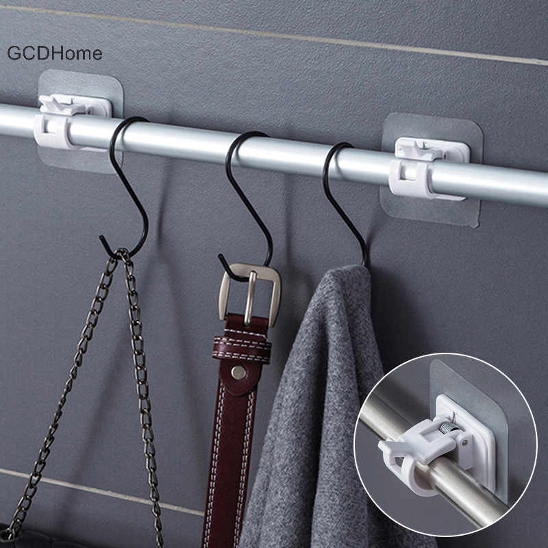 Gcdhome 2 Chiếc Rèm Thanh Giá Đỡ Móc Tự Dính Móng Tay Rèm Kẹp Móc Nhà Bếp Phòng Tắm Có Thể Điều Chỉnh Treo Tường Giá Đỡ HOT