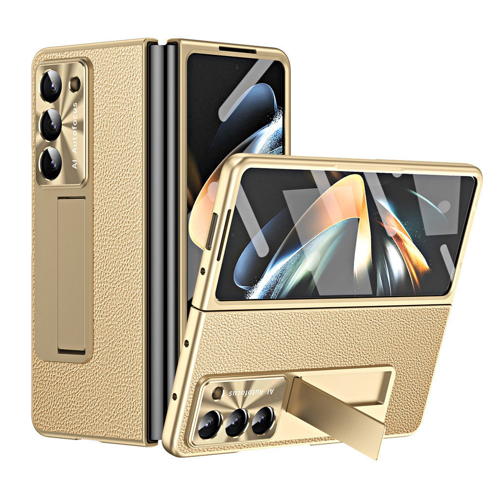 Vỏ bọc bằng da mạ điện Samsung galaxy Z Fold 5 Z Fold 6 Leveling Bản lề Chân đế S Pen Phim kính cường lực Vỏ màn hình ZFold5 ZFold6 Business Cover