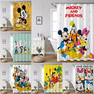 Hoạt Hình Chuột Mickey Và Chuột Minnie Màn Tắm Phòng Tắm Trang Trí Polyester Chống Thấm Nước Màn Tắm Vải Trang Trí Phòng Tắm Bộ Có Móc