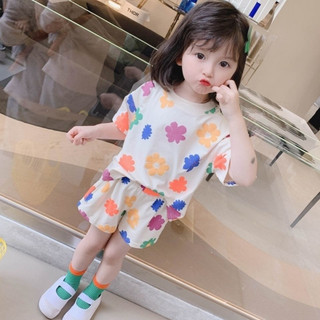 💕Quần áo trẻ em, bé gái 🎀Áo thun tay ngắn in hoa Bộ đồ trẻ em phù hợp cho bé từ 1-7 tuổi