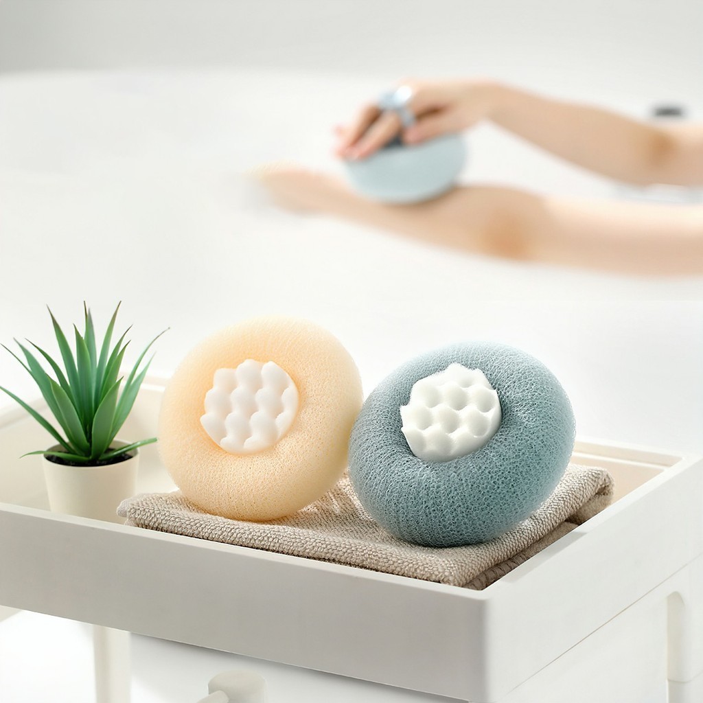 Bông Tắm Xơ Lưới Siêu Tạo Bọt Tẩy Tế Bào Chết Có Kẹp Ngón Tay Tiện Lợi FETA