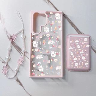 3 Vỏ Ví Mèo Hoạt Hình Cho Samsung s22 s22plus ultra Case Girly S23 S23Plus s23fe s24 s24plus s24ultra Ốp điện thoại