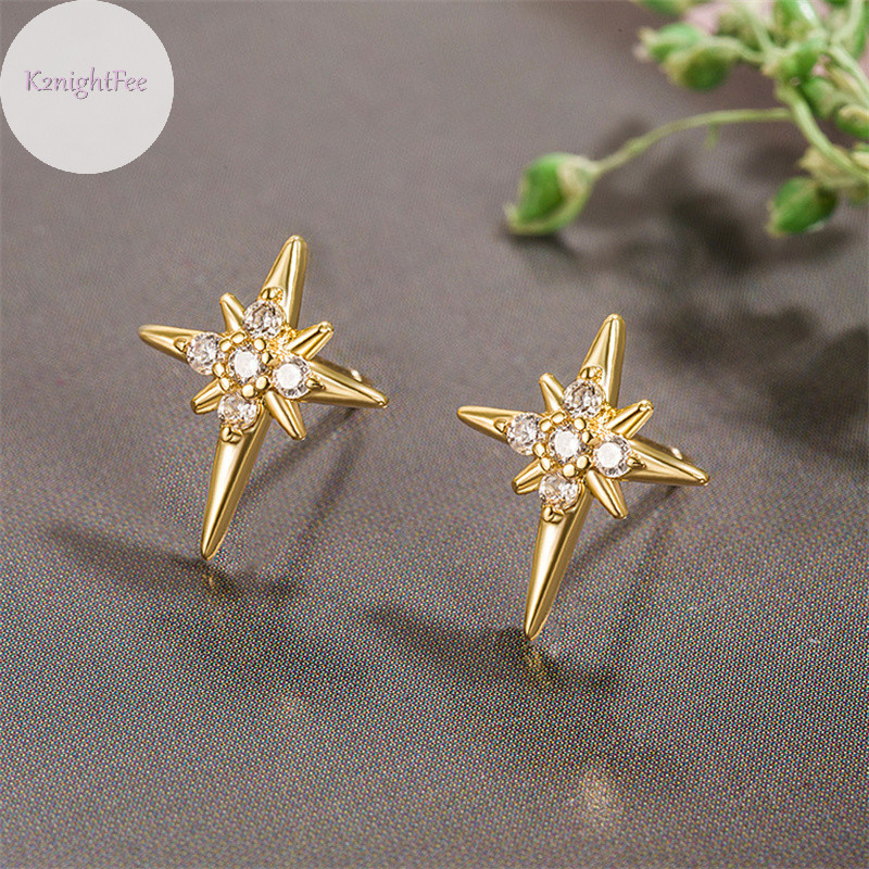 K2nightfee 1 Đôi Bông Tai Ngôi Sao Tám Cánh Zircon Đơn Giản Cho Nữ Tinh Tế Bông Tai Nhỏ Đa Năng Phụ Kiện Trang Sức Quà Tặng VN