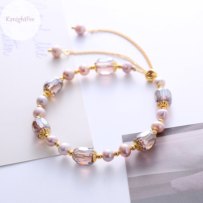 K2nightfee Thời Trang Cổ Điển Ngọc Trai Vòng Tay Nữ Bé Gái Ngọc Trai Chất Lượng Cao Có Thể Điều Chỉnh Đính Hạt Vòng Tay Trang Sức Mỹ Phụ Kiện Quà Tặng VN