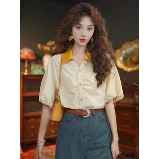 Retro Áo Thiết Kế Niche Cảm Thấy Phù Hợp Với Tính Khí Lỏng Lẻo Tay Ngắn Vận Chuyển Áo Sơ Mi Mới Phong Cách Hồng Kông Mùa Hè
