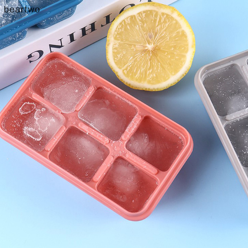< Beartwo > Khuôn Làm Đá Silicon Có Nắp DIY 6 Lưới Đáy Mềm ce Cube Khuôn Vuông Khay Trái Cây Nhà Bếp Thanh Dụng Cụ Phụ Kiện Đẹp