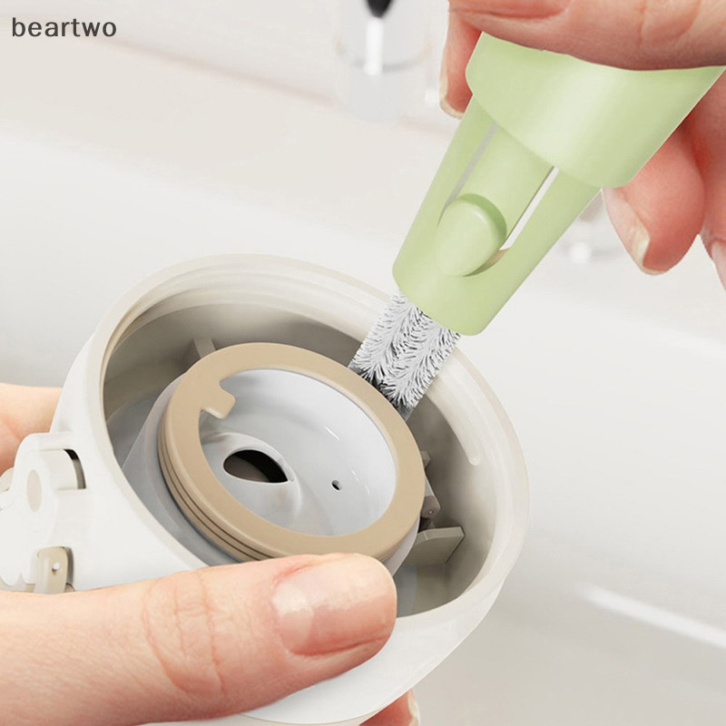 < Beartwo > Bàn chải làm sạch 3 trong 1 Cốc chà sàn Tay cầm dài Chai lười Bàn chải rửa Bàn chải đẹp
