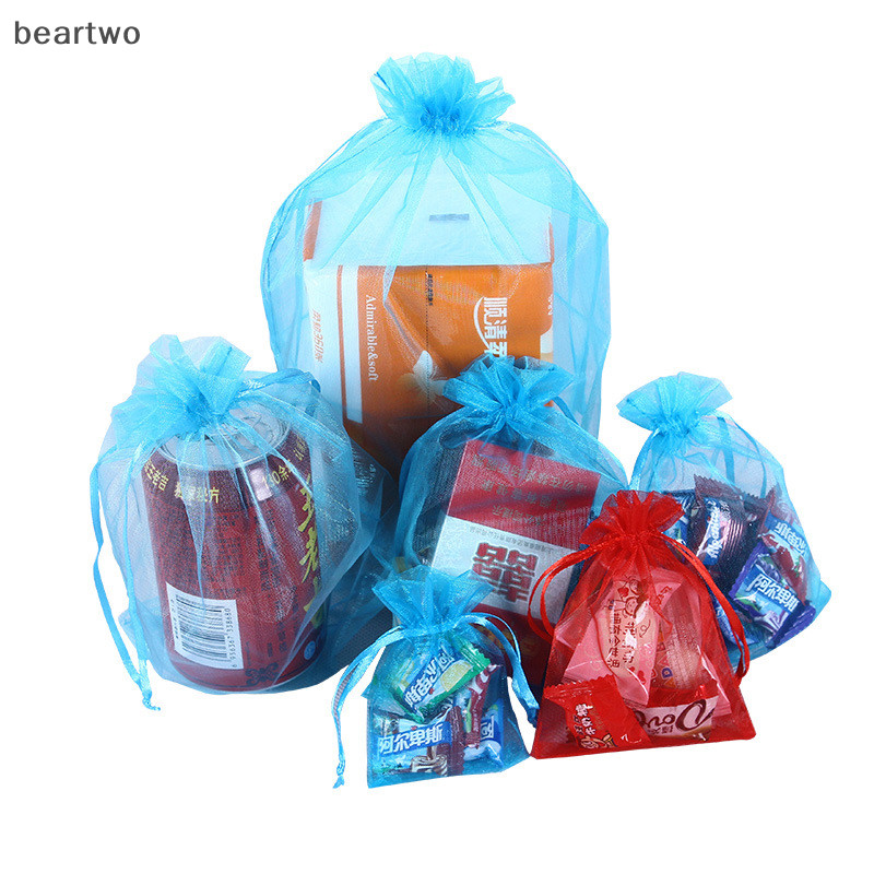 < Beartwo > 100 Cái / lốc Túi Organza Nhiều Màu Sắc 10x12cm / 10x15cm / 13x18cm Túi Bao Bì Trang Sức Quà Cưới Bảo Quản Túi Dây Rút Đẹp