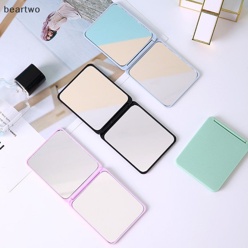 < Beartwo > Gương gấp bằng nhựa Túi Gương trang điểm cầm tay Mini Gương du lịch Gương nhỏ Vanity Có thể gập lại Dụng cụ mỹ phẩm nhỏ gọn Đẹp