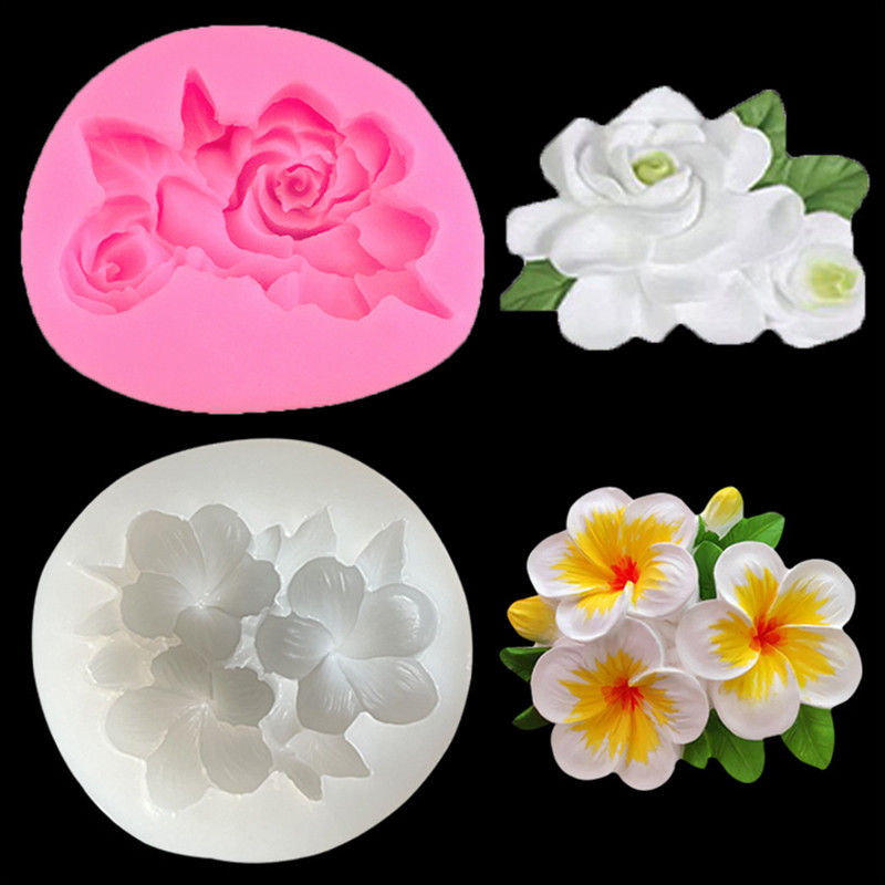 < Beartwo > 1 Khuôn Silicon Hình Hoa Gardenia Plumeria Rubra Khuôn DIY Dụng Cụ Nướng Bánh Đẹp