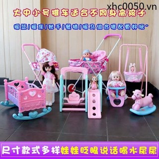 Nhà Chơi Mini Búp Bê Phụ Kiện Xoay Giường Bé Gái Công Chúa Búp Bê Xe Đẩy Bé Đồ Chơi Giá Đỡ Cho Bé