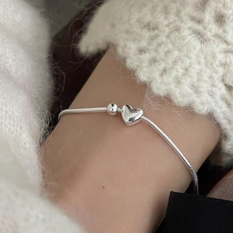 Vòng tay tình yêu bằng bạc Sterling Nữ ins Thiết kế Niche Đơn giản
