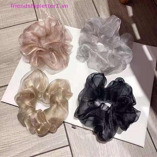 {Fh Fashion} Lưới phản quang Quá khổ Scrunchies Dây buộc tóc bằng cao su lớn Dây buộc tóc co giãn trơn Cô gái Giá đỡ đuôi ngựa Phụ kiện tóc nữ.