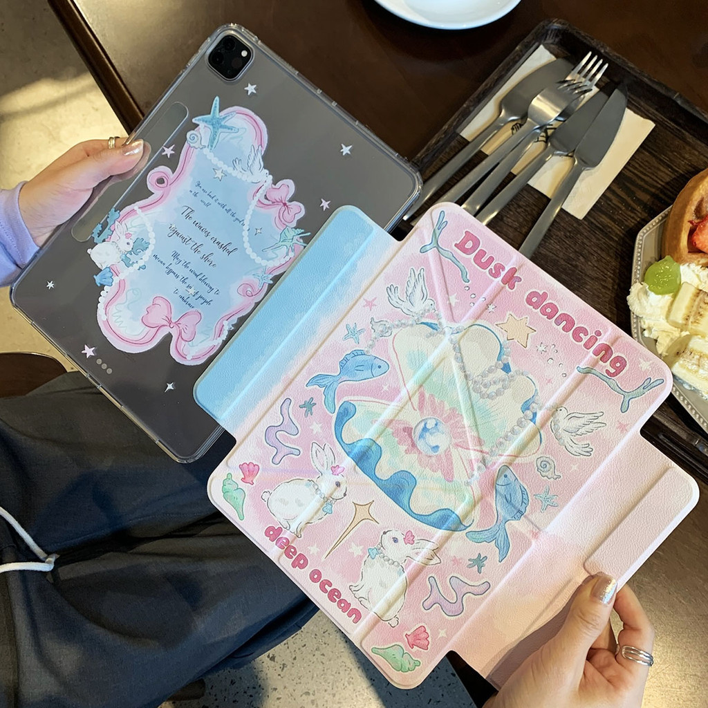 Vỏ Có Thể Tháo Rời Cho Mini6 Mini7 IPad 5 6 7 8 9 10th 11th A16 Air2 Air4 Air5 Air6 10.9 "Pro11 Pro12,9 2018 2020 2021 2022 Air M2 M3 Pro M4 11 13 2024 2025 Đại Dương Sâu