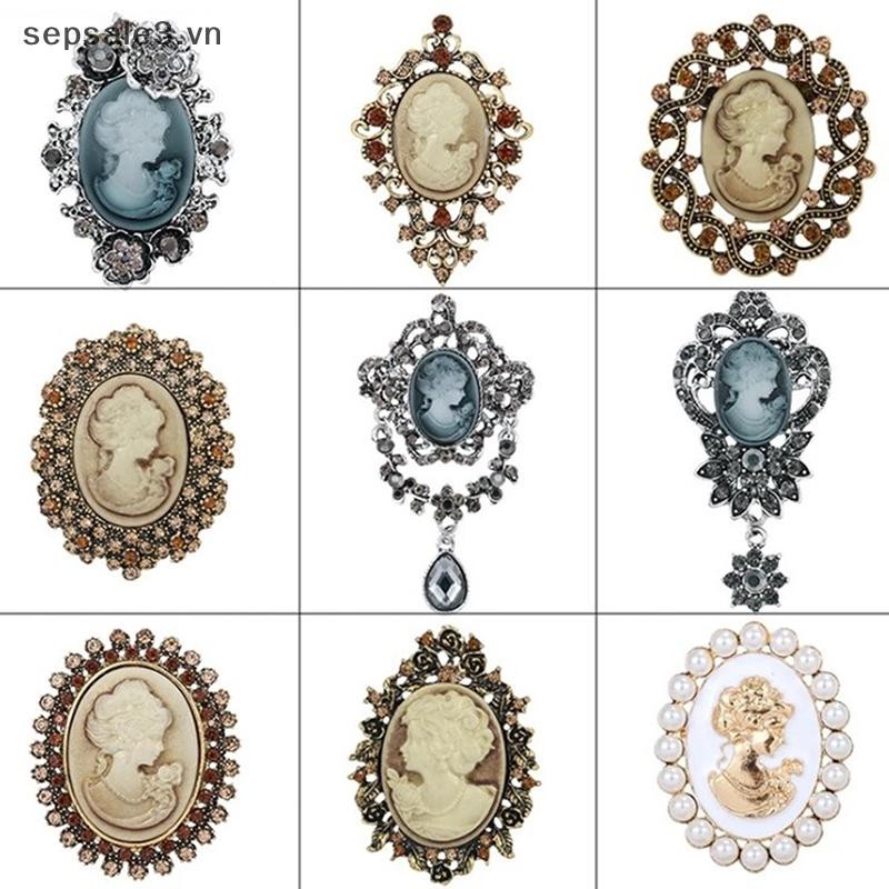 # Sepsale # Crystal Thạch Cameo Vintage Trâm Cài Nữ Hoàng Cameo Beauty.