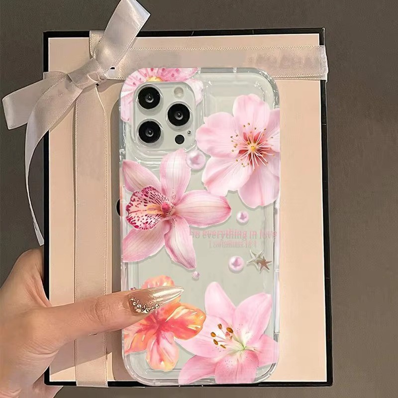 Ốp Lưng Cho iPhone 11 16 15 Pro Max 16e 14 11 12 13 15 Pro XR XS Max X 7 8 Plus SE2022 Họa Tiết Hoa Trong Suốt Vỏ TPU Mềm Chống Sốc